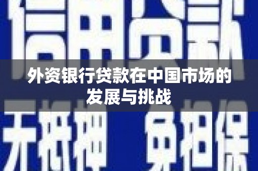 弋江外资银行贷款在中国市场的发展与挑战