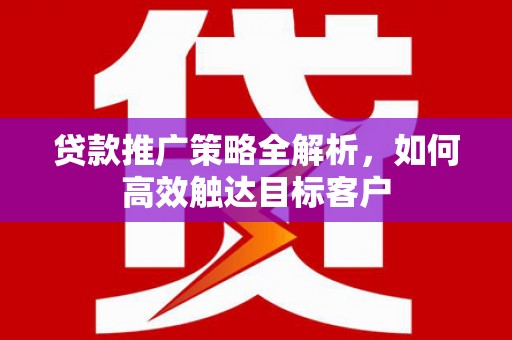 弋江贷款推广策略全解析，如何高效触达目标客户