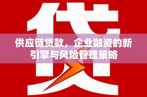 弋江供应链贷款，企业融资的新引擎与风险管理策略