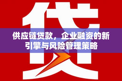 弋江供应链贷款，企业融资的新引擎与风险管理策略