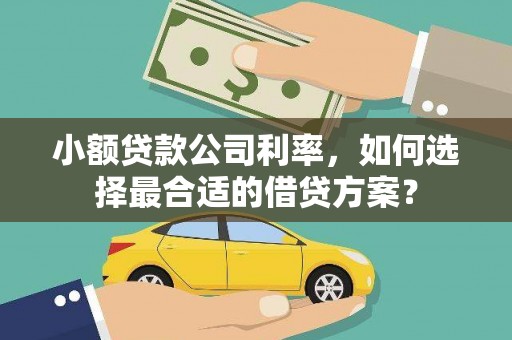 弋江小额贷款公司利率，如何选择最合适的借贷方案？