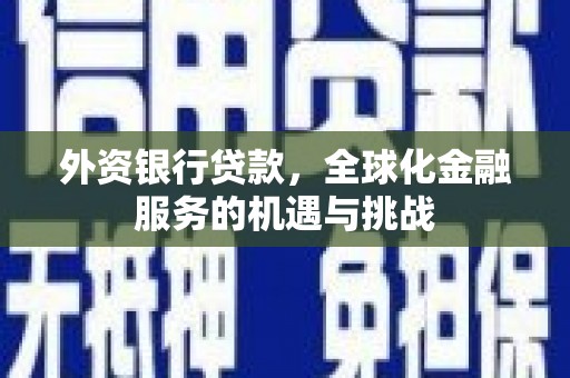 弋江外资银行贷款，全球化金融服务的机遇与挑战